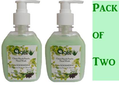 Agile Wellness Clean Hands Pearly hand wash pack of 2 2 x 250ml Premium grade with moisturising Hand Wash Pump Dispenser