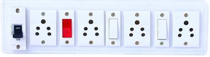 Hiken Heavy Duty WOODEN Extension Board (2Switches,4 Sockets,1 Indicator & 1 MCB ) 10 Meter Wire 4  Socket Extension Boards