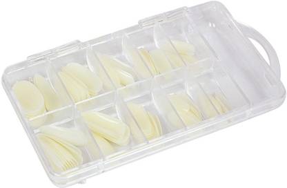 angelie 100 Pcs Long Acrylic False Artificial Transparent Nail Art Tips White