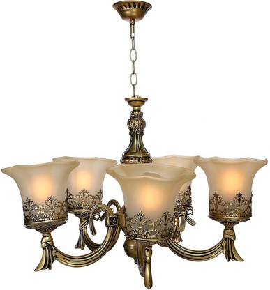 GENREE Antique Designed 5 LAMP Ceiling Chandelier Jhoomer (Golden Antique) Chandelier Ceiling Lamp