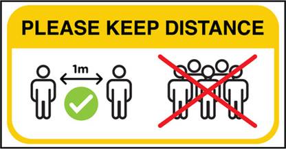 999Store Please keep distance sign board Emergency Sign
