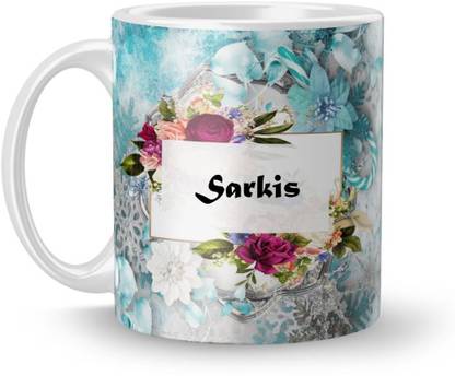 Beautum Name Sarkis Printed White Ceramic (350)ml Model No:BTNAMXYZ019033 Ceramic Coffee Mug