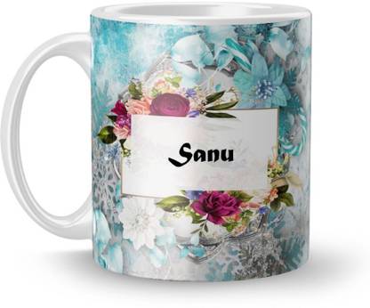 Beautum Name Sanu Printed White Ceramic (350)ml Model No:BTNAMXYZ018926 Ceramic Coffee Mug