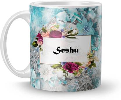 Beautum Name Seshu Printed White Ceramic (350)ml Model No:BTNAMXYZ019410 Ceramic Coffee Mug
