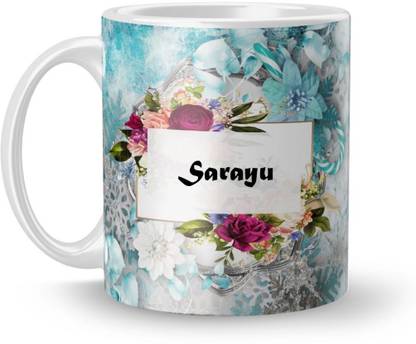 Beautum Name Sarayu Printed White Ceramic (350)ml Model No:BTNAMXYZ019004 Ceramic Coffee Mug