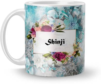 Beautum Name Shinji Printed White Ceramic (350)ml Model No:BTNAMXYZ020192 Ceramic Coffee Mug