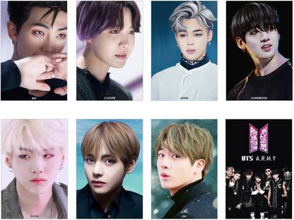 BTS posters for room - Set of 8 - Bangtan Boys Posters - BTS wall poster - Jin, RM, J-Hope, Suga, V, Jimin, and Jungkook - (18 inches X 12 Inches) Paper Print