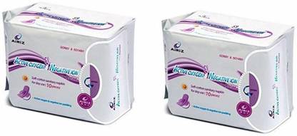 AIRIZ Active Oxygen Negative Ions 100% Organic Cotton Day Use pads (Pack of 2) Sanitary Pad