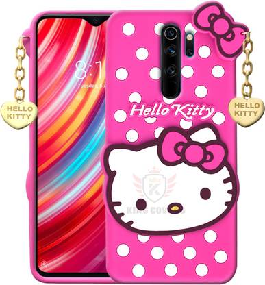 KING COVERS Back Cover for Redmi Note 8 Pro - Hello Kitty Case | 3D Cute Doll | Soft Girl Back Cover with Pendant