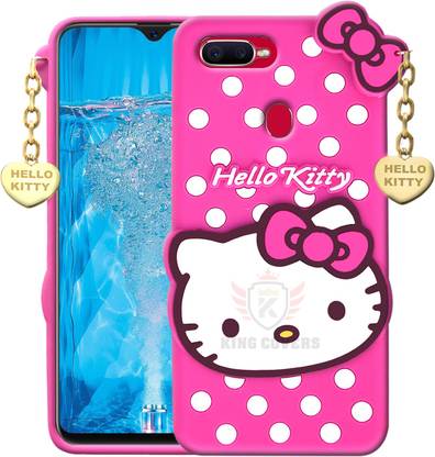 KING COVERS Back Cover for Oppo A5 - Hello Kitty Case | 3D Cute Doll | Soft Girl Back Cover with Pendant