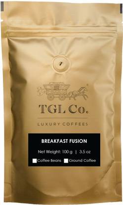 TGL Co. Breakfast Fusion A Blend of Arabica and Robusta Coffee Espresso Fine Grind Coffee 100 Gram Roast & Ground Coffee