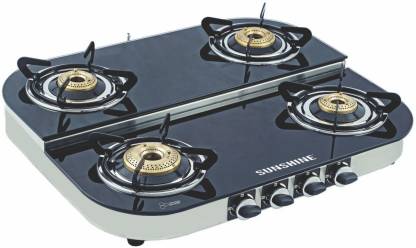 SUNSHINE Alfa Oval Step Stainless Steel, Glass Manual Gas Stove