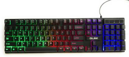 Glink Rainbow Lighting Gaming USB Keyboard Wired USB Laptop-size Gaming Keyboard Compatible with Desktop, Laptop, Mac Easy to Use,Plug and Play,Quick, Comfy Durable body