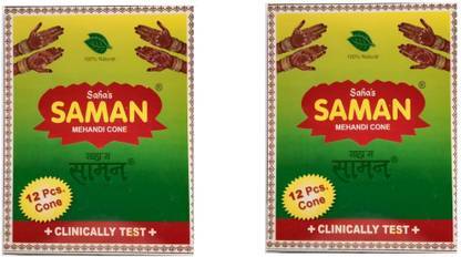 SAHA SAMAN mehendi cone (Set of 12) - Pack of 2 Natural Mehendi