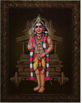 Indianara LORD MURUGAN PAINTING (2824) Digital Reprint 13 inch x 10.2 inch Painting