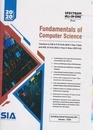 Fundamentals Of Computer Science B.Tech I-Year I-Sem ( Common To CSE, IT, ECE & EEB And ME & Civil, B.Tech (R19) I-Year II-Sem) (JNTU-K) 2020 Latest Edition