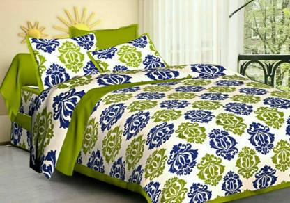 tripati sanganeri prints 104 TC Cotton Double Printed Flat Bedsheet