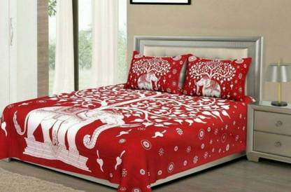 tripati sanganeri prints 104 TC Cotton Double Printed Flat Bedsheet