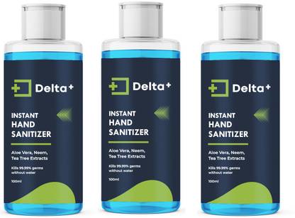 DELTA Pack of 3 Instant  with 70% Alcohol, Neem, Aloevera and Tea Tree Oil 100ml Hand Sanitizer Bottle