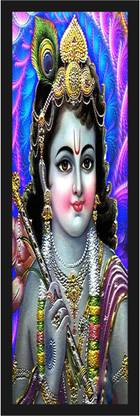 HK Prints God Krishna Portrait Painting 8X20 Inch M-17 Digital Reprint 20 inch x 8 inch Painting