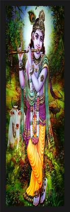 HK Prints God Krishna Portrait Painting 8X20 Inch M-151 Digital Reprint 20 inch x 8 inch Painting