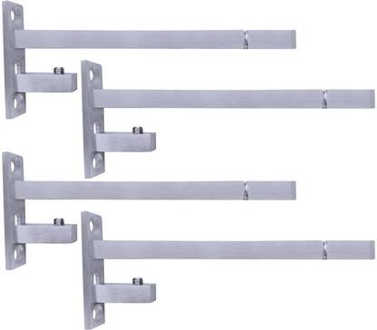 ATLANTIC F Type Glass Shelf Bracket 6 inch (Stainless Steel, Silver Matt Finish, Adjustable 6/8/10/12 mm, Pack of 4 Piece) 14CM Shelf Bracket