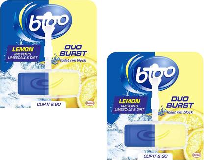 BLOO Duo Burst Toilet Rim Block Lemon Pack Of 2 Lemon Rim Block