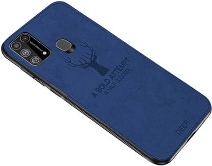 MOBILOVE Back Cover for Samsung Galaxy M31 / F41 | Deer Pattern Cloth Texture Leather Finish Soft Fabric Case
