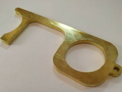 Universal Antimicrobial Hygiene Hand Brass Clean Key, No-Touch Door Opener & Closer Stylus Keep Hands Clean, Portable Stick for Push The Elevator Button, Shape of Key - Easy to Carry and Use Key Chain Key Chain