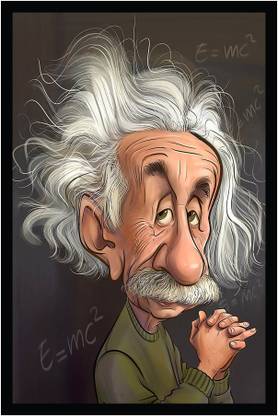 Albert Einstein Poster with Frame F-9 Paper Print