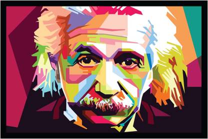 Albert Einstein Poster with Frame F-70 Paper Print
