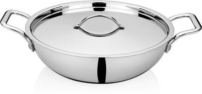 bhalaria Triply Kadai W/Lid & Handle Kadhai 24 cm diameter with Lid 2.5 L capacity