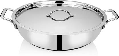 bhalaria Triply Kadai W/Lid & Handle Kadhai 28 cm diameter with Lid 3.5 L capacity