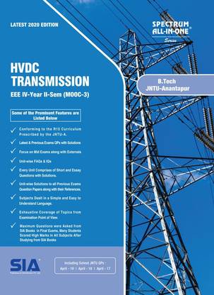 HVDC Transmission, B.Tech IV-Year II-Sem (EEE) R15 (MOOC-3) JNTU-Anantapur, Latest 2020 Edition