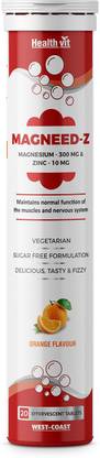 HealthVit Magneed-Z Magnesium 300mg & Zinc 10mg – 20 Effervescent Tablets (Orange Flavour)