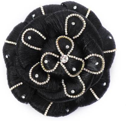 Shivarth  Juda For Party And Marriage Functions, Juda  Artificial, Full Synthetic  Juda For Girls And Women, Black Colour With White Stone work. Hair Extension