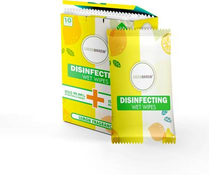 GreenBrrew Disinfectant Wet Wipes (Lemon) - 10 Sachets