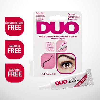 DUO Eyelash Adhesive Dark - 7gms - Black Colour – Formaldehyde Free – Paraben Free – Sulphate Free – Waterproof – Made In USA – 1 Unit - Ideal for Strip False Lashes
