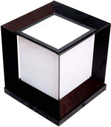 GENREE Square Design Metal and PVC Gate and Garden Light for Outdoor Gate Light Outdoor Lamp