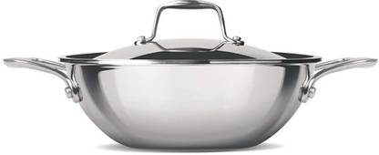 MILTON Triply Stainless Steel Kadhai 22 cm diameter with Lid 2.2 L capacity
