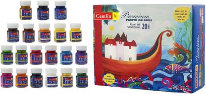 Camlin Premium Poster colours with Two Brushes and Tanjore Gold Shade Inside (Pack of 20)