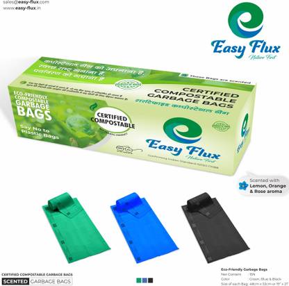 EASY FLUX Biodegradable and Compostable Scented Garbage Bags of 15 Pieces Each color Medium 3-4 L Garbage Bag  Pack Of 45