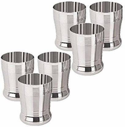 Vijay (Pack of 6) Stainless Steel Water Juice Glasses Set, Steel, Pack of 6 Glass Set Water/Juice Glass