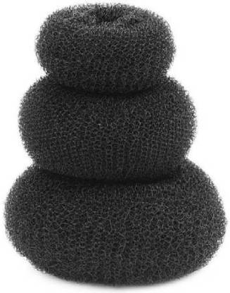 avnish 3 Pieces Hair Donut Bun Maker Hair Ring Styler Maker Round Rubber Band for Women, Black Bun Hair Accessory Set Bun (Black) Bun
