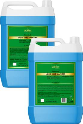 Skiura Liquid  (Pack of 2) kills 99.99% germs and infection without water with triple action formula sanitizes hands, pH balanced, nourishes skin Can Hand Sanitizer Can