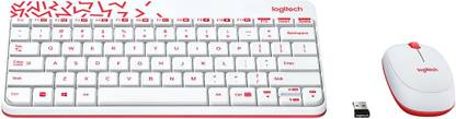 Logitech MK240 Wireless Keyboard and Mouse Combo  (White&Vivid Red) at Rs. 1500