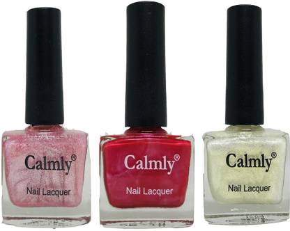 Calmly Nail Polish Sparkle Mauve, Pearl, Red Chrome