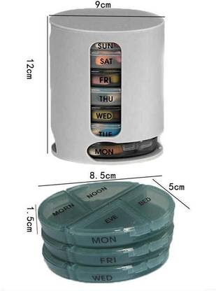 TOPHAVEN 7-Days 7 days Pill Pro 4 Compartment Medicine Storage Organizer Pill Box