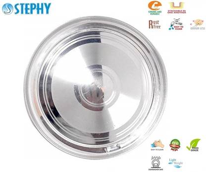 STEPHY Stainless Steel Heavy Gauge Dinner Plates with Mirror Finish 28 cm Diameter-Set of 2 PCS Dinner Plate (2 Dinner Plate) Dinner Plate
