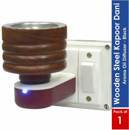 FStyler Wooden Diffuser Electric New Wooden Kapoor dani cum Aroma Oil Diffuser For Fragrance And Ambience|Direct Plug-In Incense Burner/Kapoor Dani|Sturdy High Quality Plug For Better Support Wooden Incense Holder (Brown) - 1Pcs